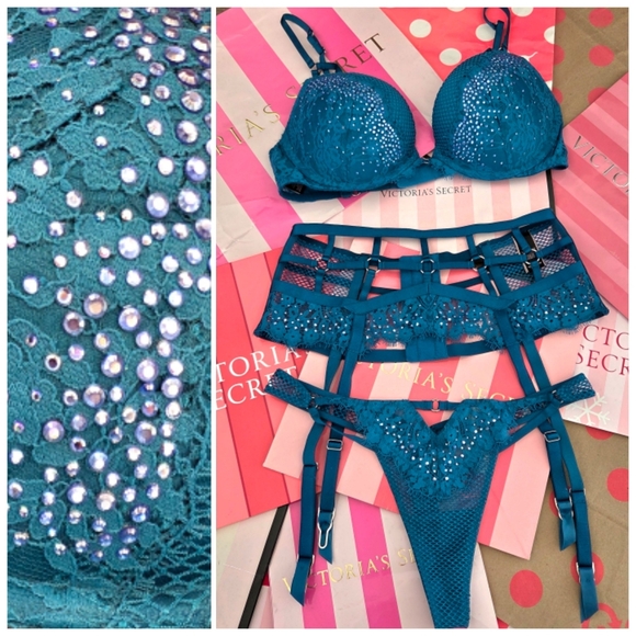 Victoria's Secret VTG Very Sexy Limited Edition Blue Rhinestone Lingerie Set NWT - Picture 16 of 16